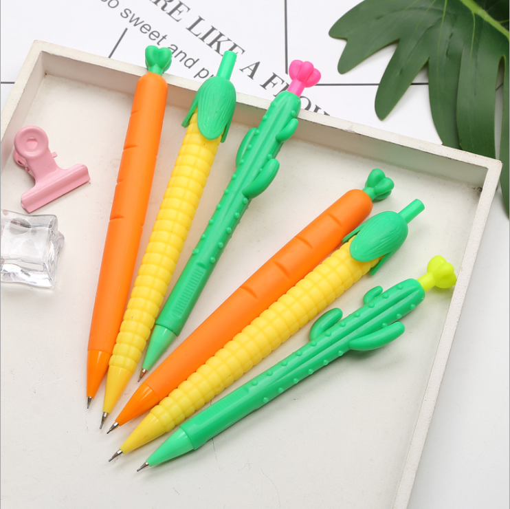 Carrot Cactus Corn Propelling Pencil 0.50.7mm Propelling Pencil Cartoon Soft Glue Pen Pressing Pen