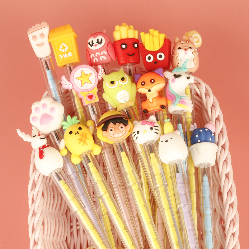 A Variety of Sharpening-Free Pencil Cartoon Cute Character Animal a Variety of Mixed Silicone End Propelling Pencil Bullet Core-Changing