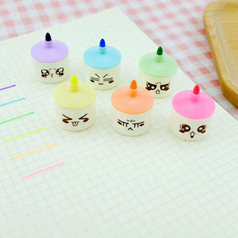 Student Creativity Cartoon Mushroom House Modeling Fluorescent Pen Cute Mini Expression Color Pencil Children&#039;s DIY Graffiti Pen