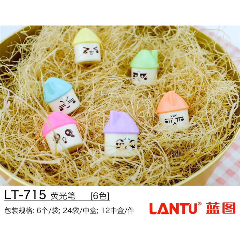 Student Creativity Cartoon Mushroom House Modeling Fluorescent Pen Cute Mini Expression Color Pencil Children's DIY Graffiti Pen
