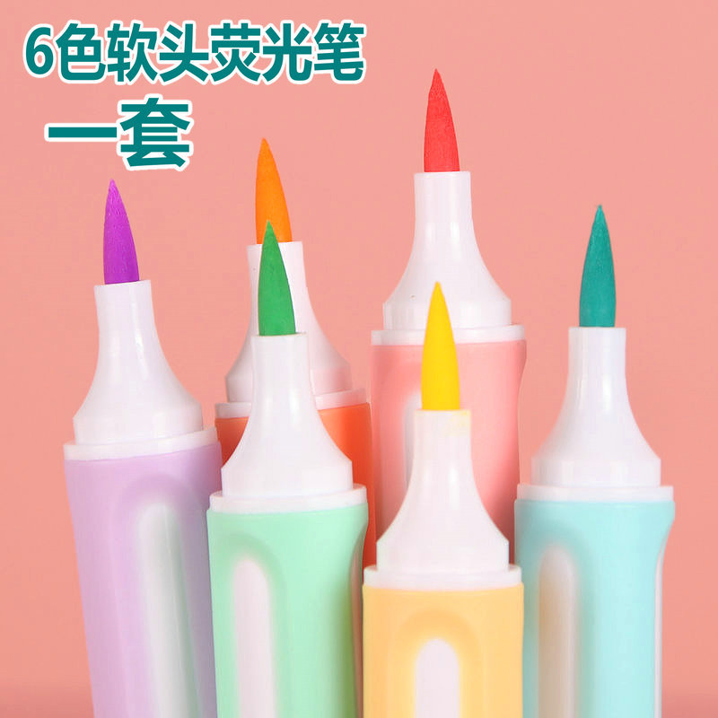 6 Colors Watercolor Soft Head Fluorescent Pen Color Pencil Soft Pointed Head Marker Marking Pen Bolun Bolun 6 Colors Watercolor Soft Head Fluorescent Pen Color Pencil Soft Pointed Head Marker Marking Pen Bolun Bolun