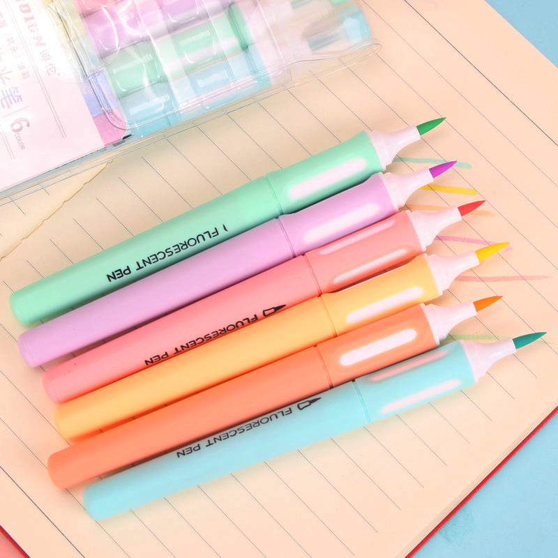 6 Colors Watercolor Soft Head Fluorescent Pen Color Pencil Soft Pointed Head Marker Marking Pen Bolun Bolun 6 Colors Watercolor Soft Head Fluorescent Pen Color Pencil Soft Pointed Head Marker Marking Pen Bolun Bolun