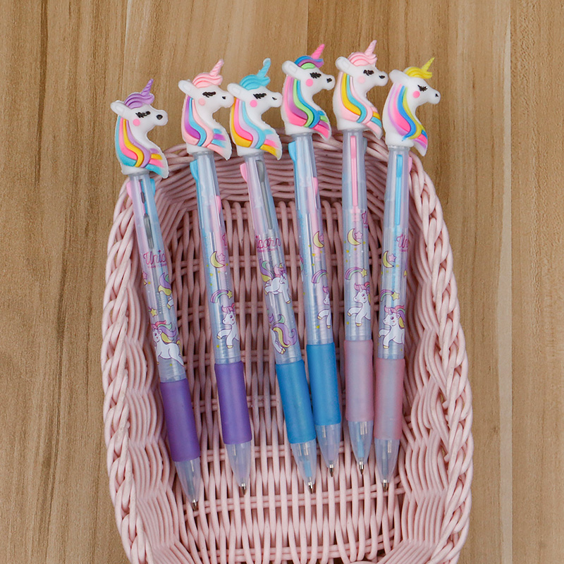 Creative Cartoon Red Blue Black Triple-Color Eyeshadow Pencil Cartoon Cute Ballpoint Pen Graffiti Pen Student Stationery 0.5mm Ballpoint Pen
