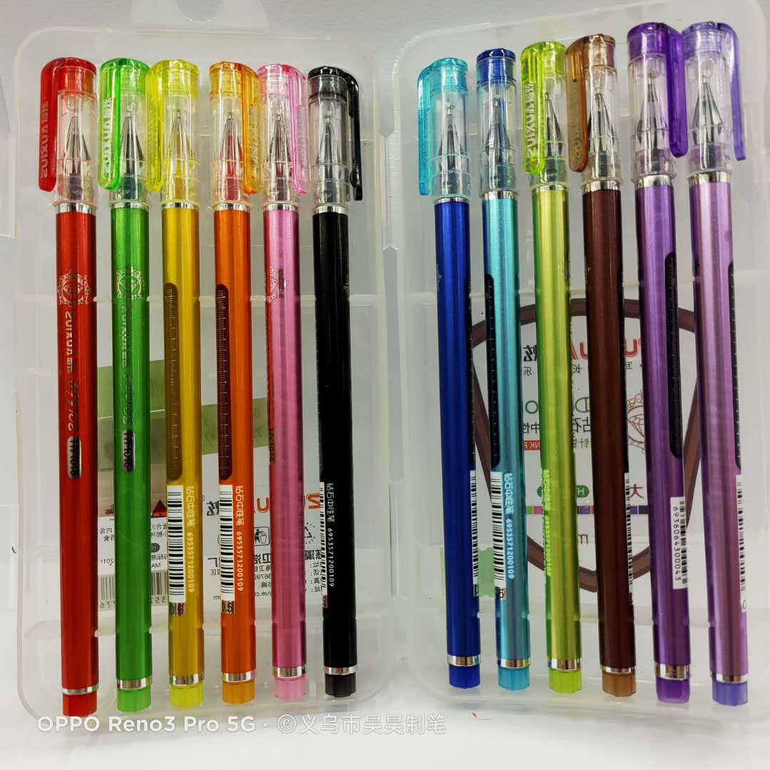 The most dazzling hy1016-a diamond pen head 12 color neutral pen writing fluent and continuous ink ink ink signature pen The most dazzling hy1016-a diamond pen head 12 color neutral pen writing fluent and continuous ink ink ink signature pen