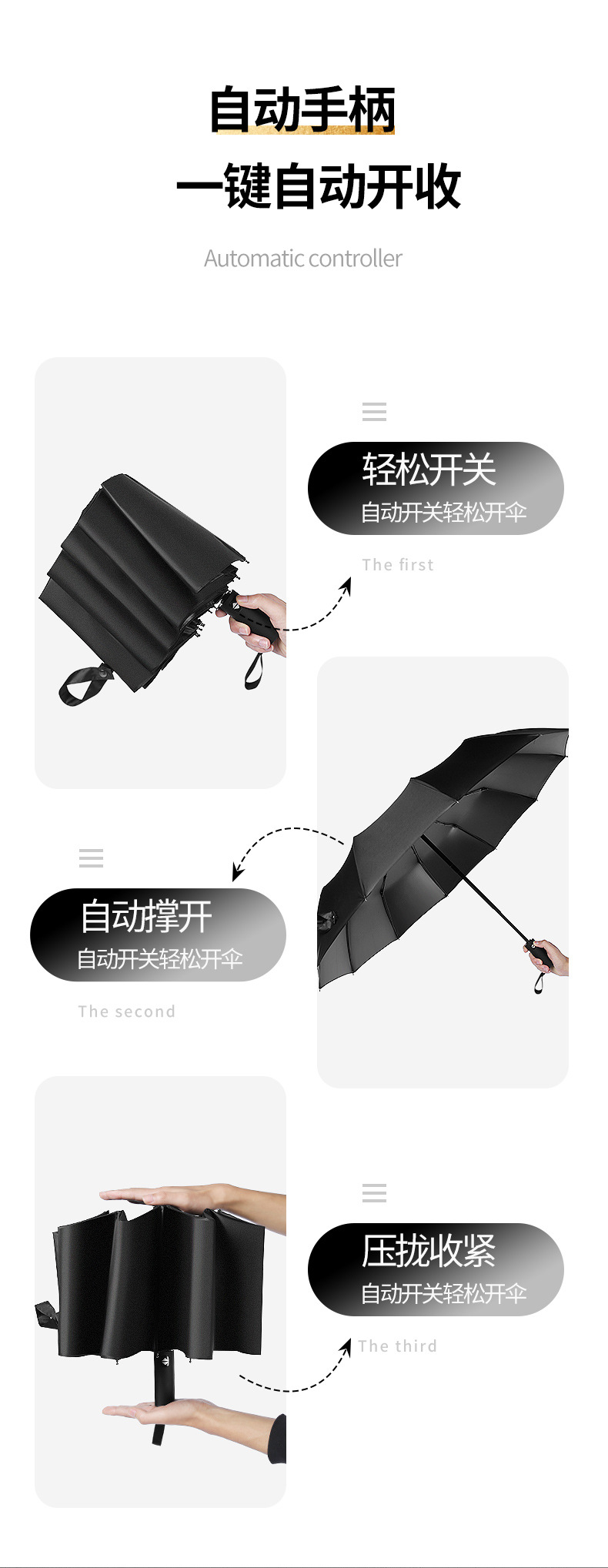 Automatic Folding Umbrella Customized Men Large Size Double Women's Dual-Use Sun-Proof UV-Proof Sun Umbrella