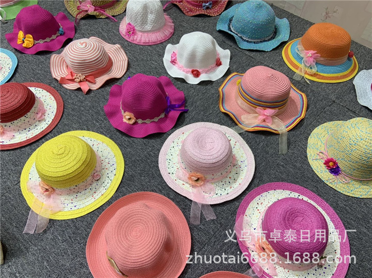 Summer Women's Straw Hat UV-Proof Stall Sun Hat Beach Summer Hat Running Rivers and Lakes Children's Hat Wholesale Summer Women's Straw Hat UV-Proof Stall Sun Hat Beach Summer Hat Running Rivers and Lakes Children's Hat Wholesale