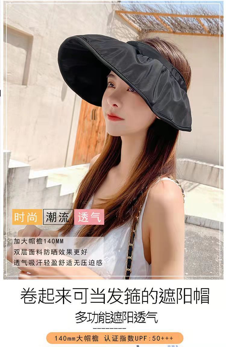 Hot Hat Women's Korean-Style Sun-Proof Face Cover Sun Hat Shell-like Bonnet UV-Proof Sun Shade Fashion All-Matching Topless Hat