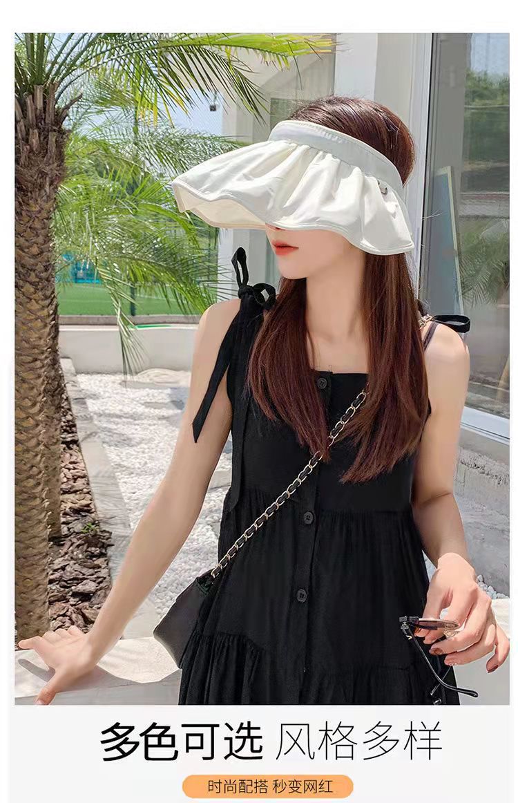 Hot Hat Women's Korean-Style Sun-Proof Face Cover Sun Hat Shell-like Bonnet UV-Proof Sun Shade Fashion All-Matching Topless Hat