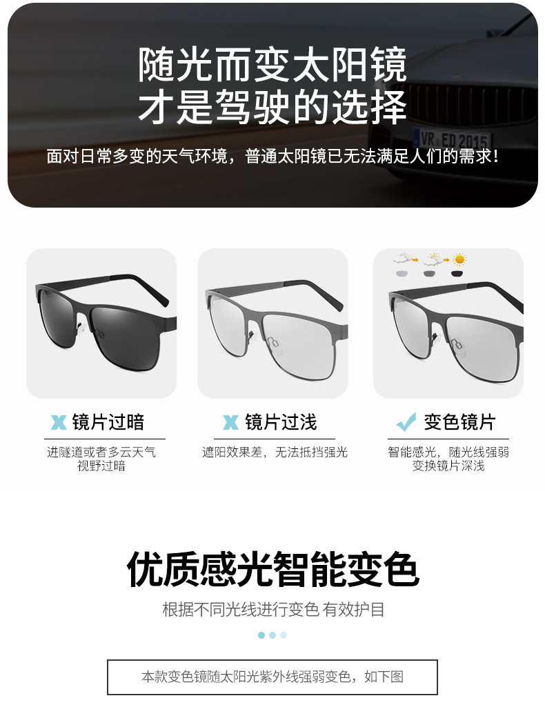 Polarized Sunglasses Men's Driving Handsome Sunglasses UV-Proof Photochromic Sunglasses Day and Night Dual-Use Glasses Fishing Glasses Polarized Sunglasses Men's Driving Handsome Sunglasses UV-Proof Photochromic Sunglasses Day and Night Dual-Use Glasses Fishing Glasses