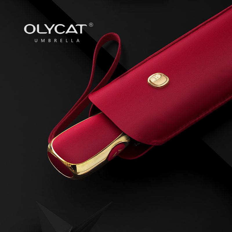 Olycat New Creative Flat Thin Design Three-Fold Ultra-Light Vinyl Sun-Proof UV-Resistant Rain Or Shine Dual-Use Umbrella