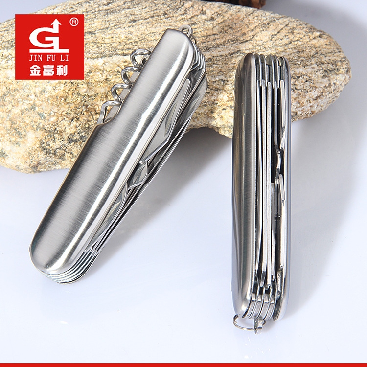 In Stock Wholesale 11 Open Multi-Functional Knife Swiss Army Knife Stainless Steel Folding Knife Gift Utility Knife Sand Open 11 Open