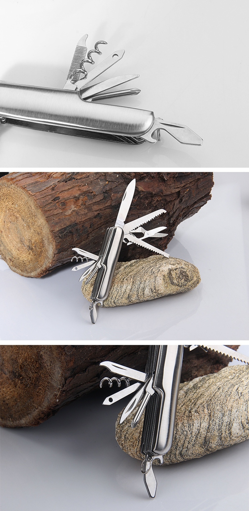 In Stock Wholesale 11 Open Multi-Functional Knife Swiss Army Knife Stainless Steel Folding Knife Gift Utility Knife Sand Open 11 Open