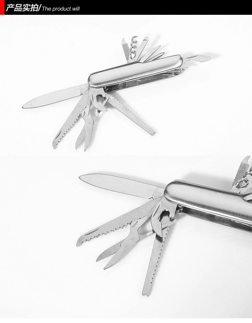 In Stock Wholesale 11 Open Multi-Functional Knife Swiss Army Knife Stainless Steel Folding Knife Gift Utility Knife Sand Open 11 Open