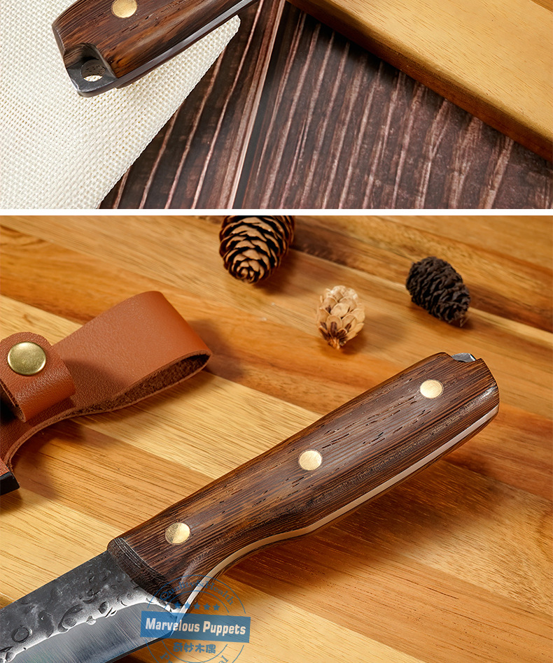 Factory Forged Hammer Pattern Eagle Sickle Durian Knife Banana Outdoor Olecranon Sickle Wooden Handle Utility Knife Camping Picnic Leather Case Factory Forged Hammer Pattern Eagle Sickle Durian Knife Banana Outdoor Olecranon Sickle Wooden Handle Utility Knife Camping Picnic Leather Case