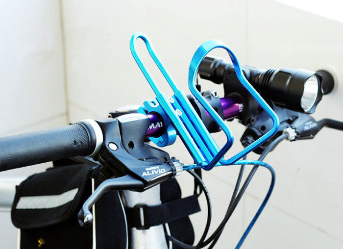Bike Bicycle Handlebar Aluminum Alloy Water Bottle Holder Cages + Adapter
