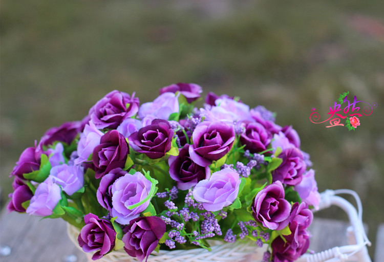 Artificial Flower Small Float Set Bicycle Woven Flower Basket Fake Flower Diamond Rose Wholesale Flower Ceiling