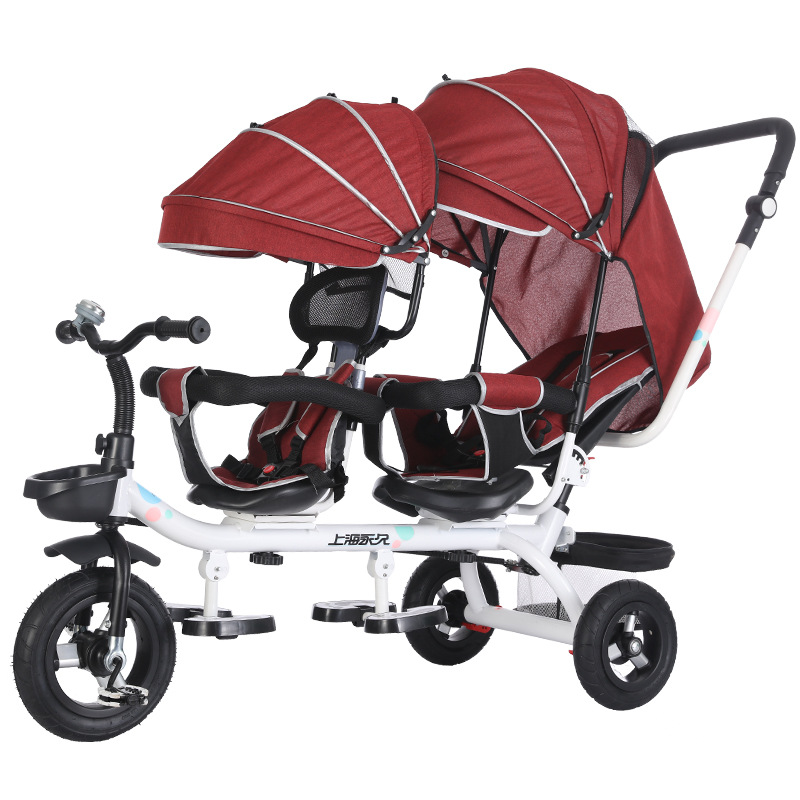 the Children Fantstic Product Tricycle Children's Double Bicycle Twin Stroller 1-7 Years Old Baby's Stroller Baby Bike