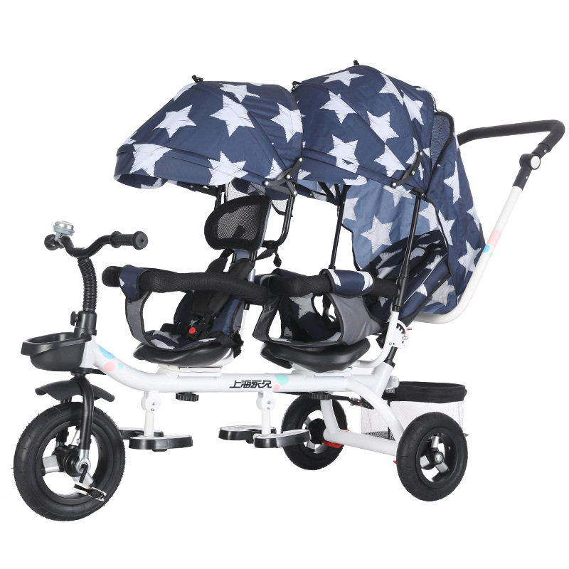the Children Fantstic Product Tricycle Children's Double Bicycle Twin Stroller 1-7 Years Old Baby's Stroller Baby Bike