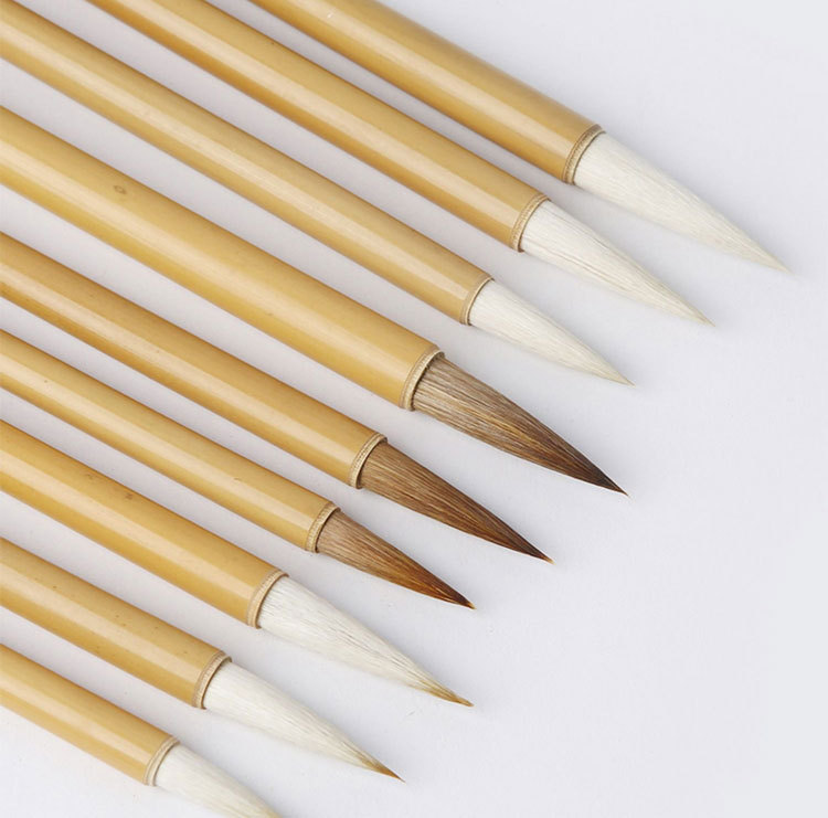 Jiajian Large, Medium and Small Baiyun Writing Brush Weasel's Hair Doubled Both with Goat's Hair Calligraphy Traditional Chinese Painting Training Class Beginner Writing Brush Wholesale
