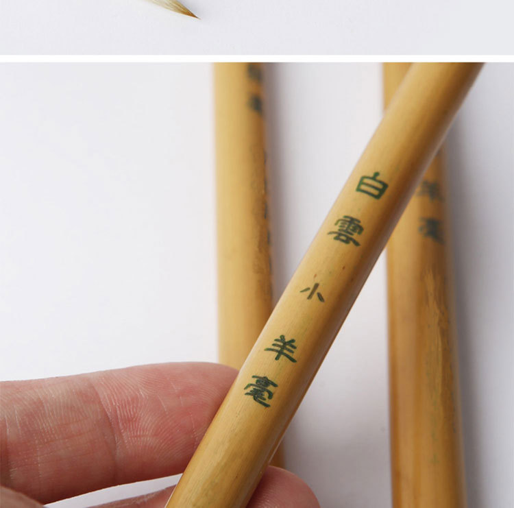 Jiajian Large, Medium and Small Baiyun Writing Brush Weasel's Hair Doubled Both with Goat's Hair Calligraphy Traditional Chinese Painting Training Class Beginner Writing Brush Wholesale