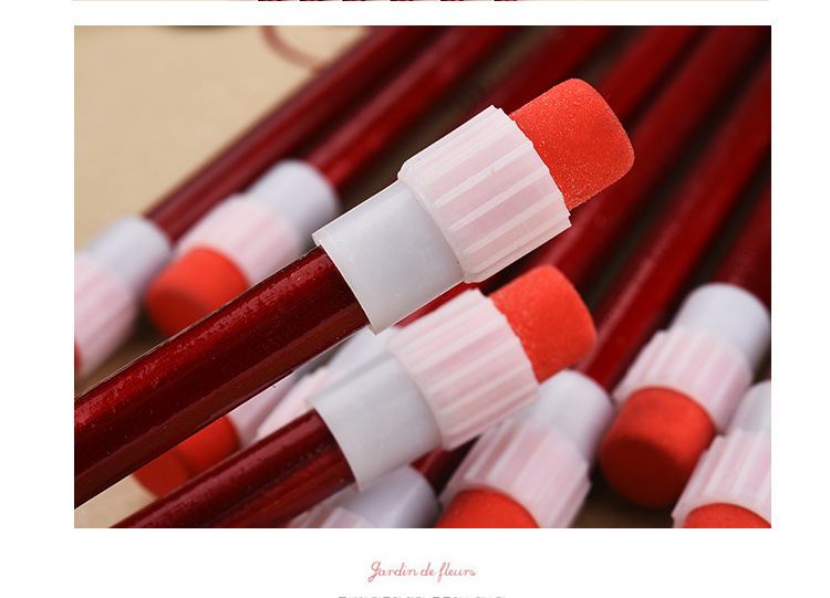 Shunfu New High-End Children Student Writing Pure Red round Brush Pot Big Leather Tip HB Pencil Wholesale Factory Direct Sales
