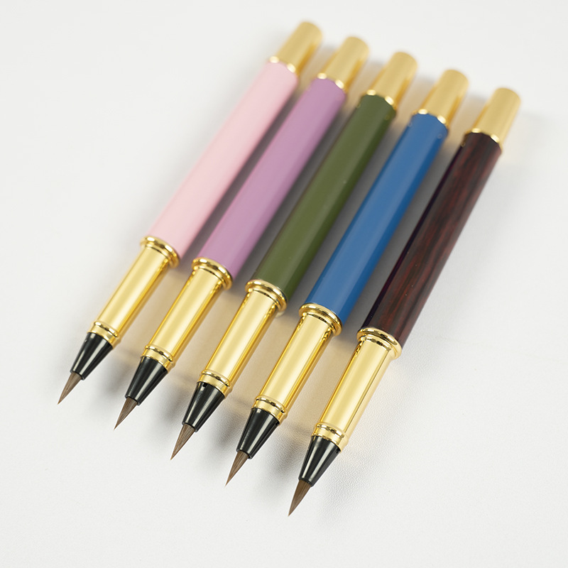 Portable Pen-Type Writing Brush Regular Script in Small Characters Calligraphy Copy Scripture Wolf Hair Brush with Copybook Set Can Add Ink Beautiful Soft Pen to Send on Behalf