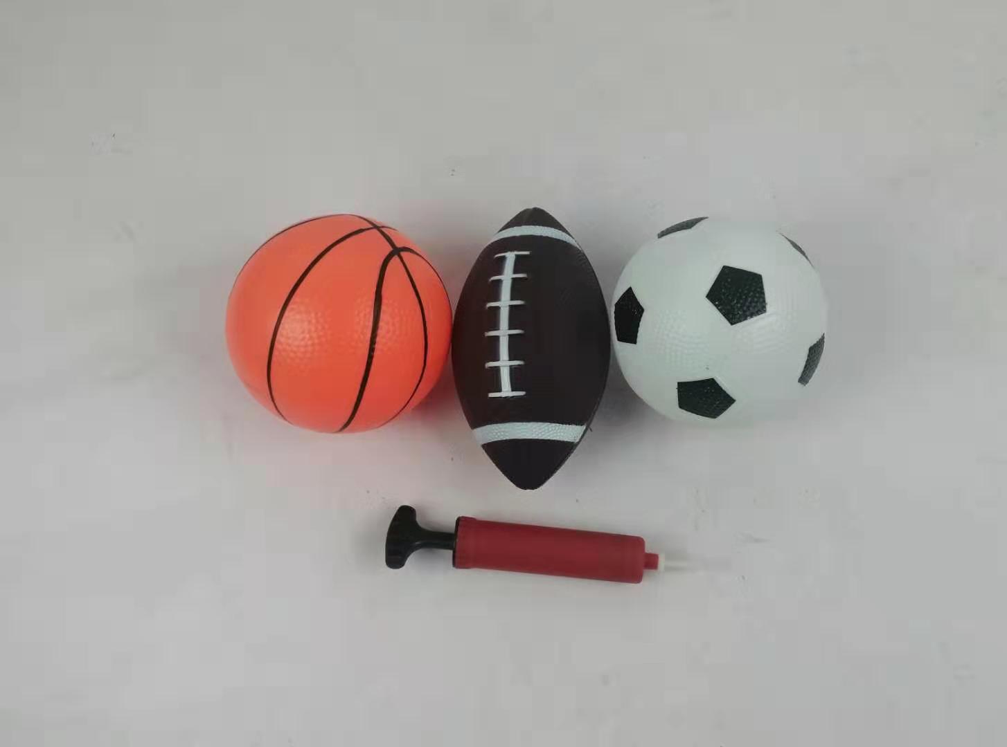 Factory Direct Sales Toy Ball Environmental Protection PVC Children&#039;s Elastic Inflatable Basketball Football Rugby Plus Tire Pump