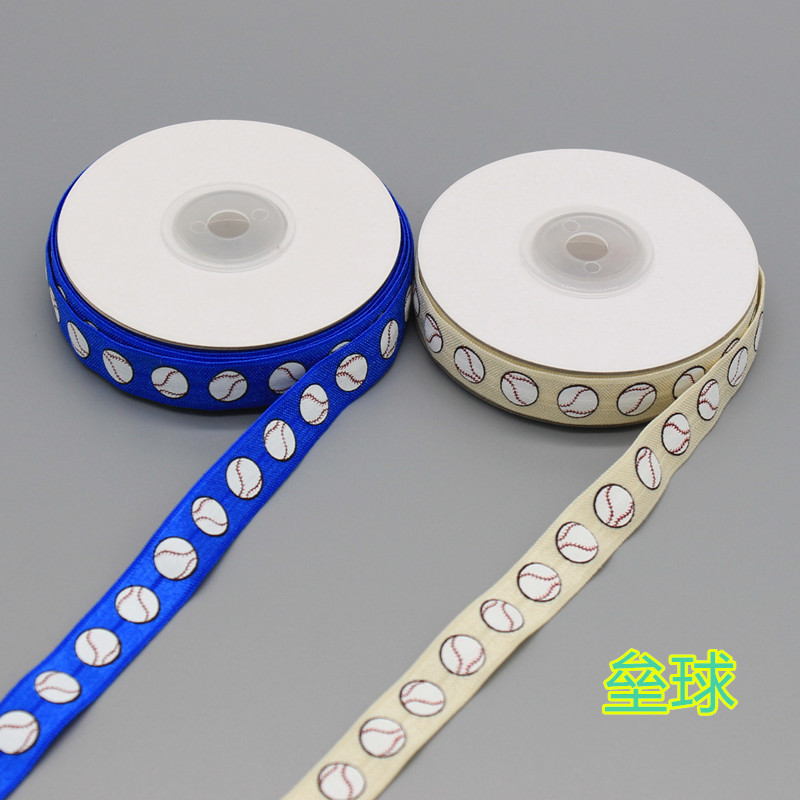 Spot 15mm rugby volleyball printed elastic tape knotted hair ties headband headband bag side band