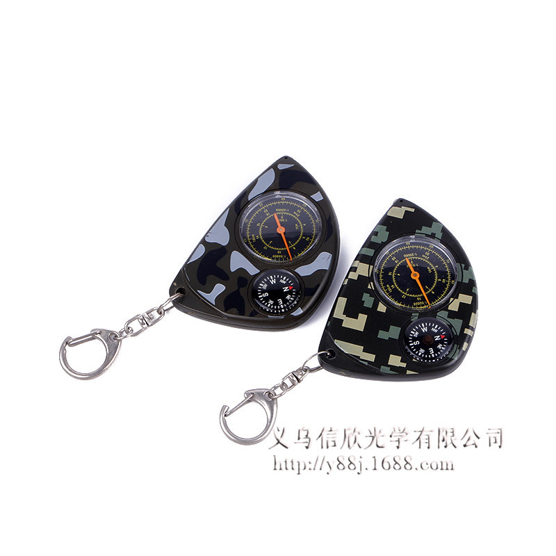 Keychain Compass Camping Mountaineering Outdoor Compass New Multi-Purpose Compass with Map Measurement Function