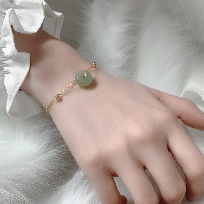 Xinjiang Hetian Jade Safety Buckle Bracelet Simple Ins Design Sense Niche Temperament Vintage Court Style Bracelet Internet Celebrity