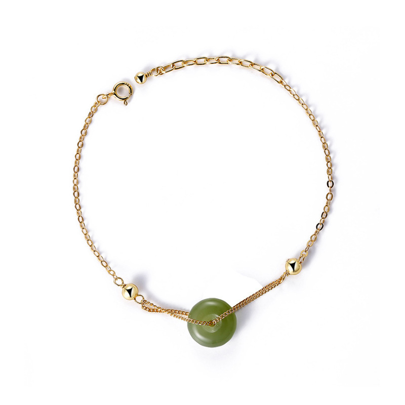Xinjiang Hetian Jade Safety Buckle Bracelet Simple Ins Design Sense Niche Temperament Vintage Court Style Bracelet Internet Celebrity