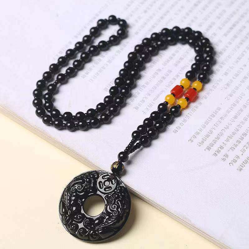 Good Luck Comes Safety Buckle Pendant Imitation Afghan White Jade Ethnic Style Men's and Women's Chalcedony Necklace Sweater Chain Wholesale Good Luck Comes Safety Buckle Pendant Imitation Afghan White Jade Ethnic Style Men's and Women's Chalcedony Necklace Sweater Chain Wholesale