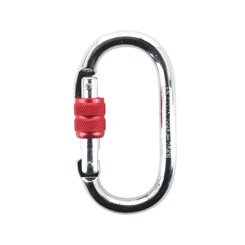 Mid-Re O-Type Steel Lock Outdoor Rock Climbing Equipment Connecting Ring Screw Buckle Climbing Button Carabiner Hook Safety Rappelling Lock
