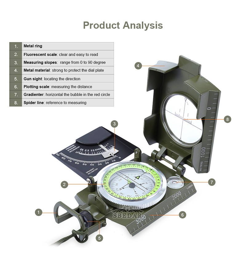 Compass multi-function north needle slope compass outdoor equipment Compass multi-function north needle slope compass outdoor equipment
