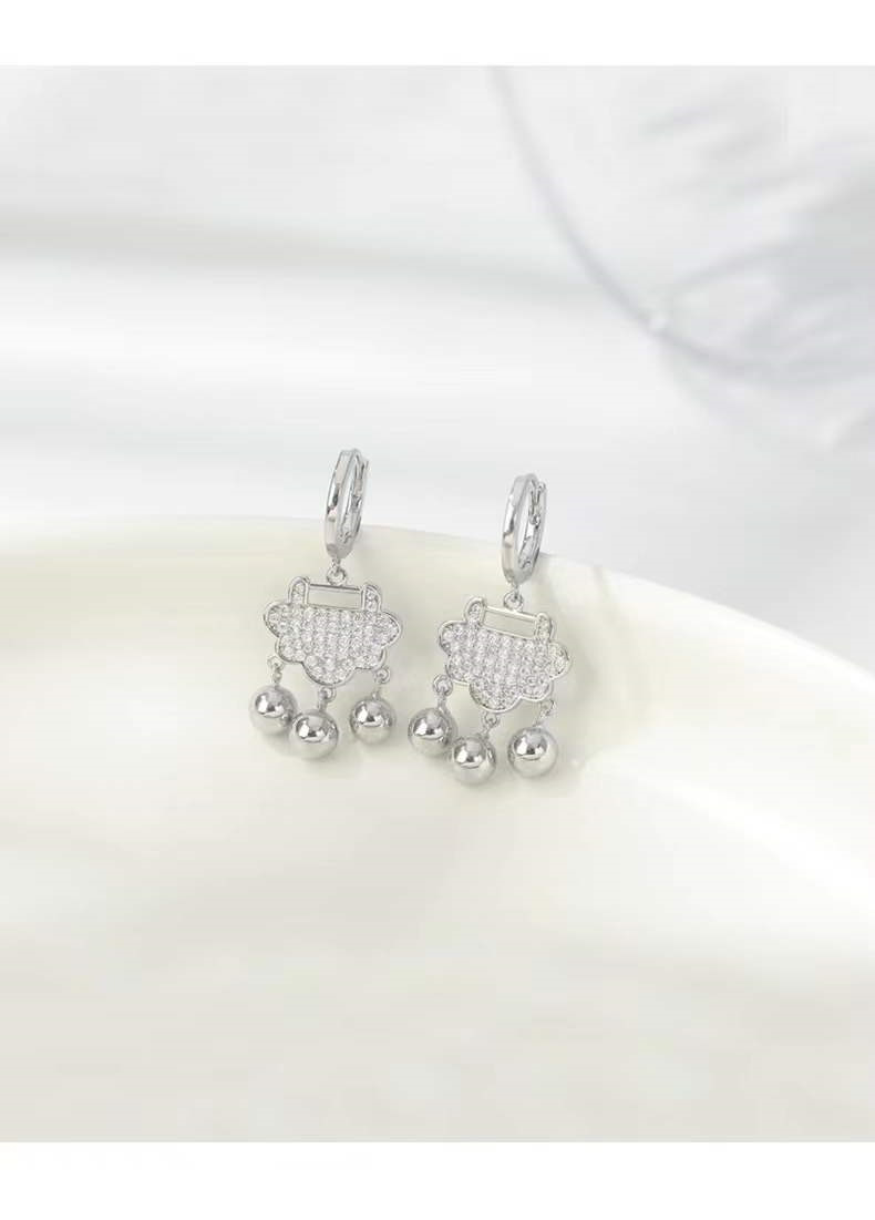 Safety Lock Earring Ear Clip Female Affordable Luxury Fashion Unique Bell Eardrops TikTok Same Style Temperament Small Golden Balls Ear Buckle