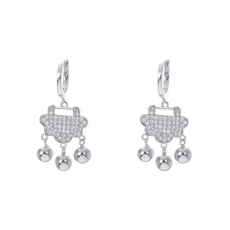 Safety Lock Earring Ear Clip Female Affordable Luxury Fashion Unique Bell Eardrops TikTok Same Style Temperament Small Golden Balls Ear Buckle