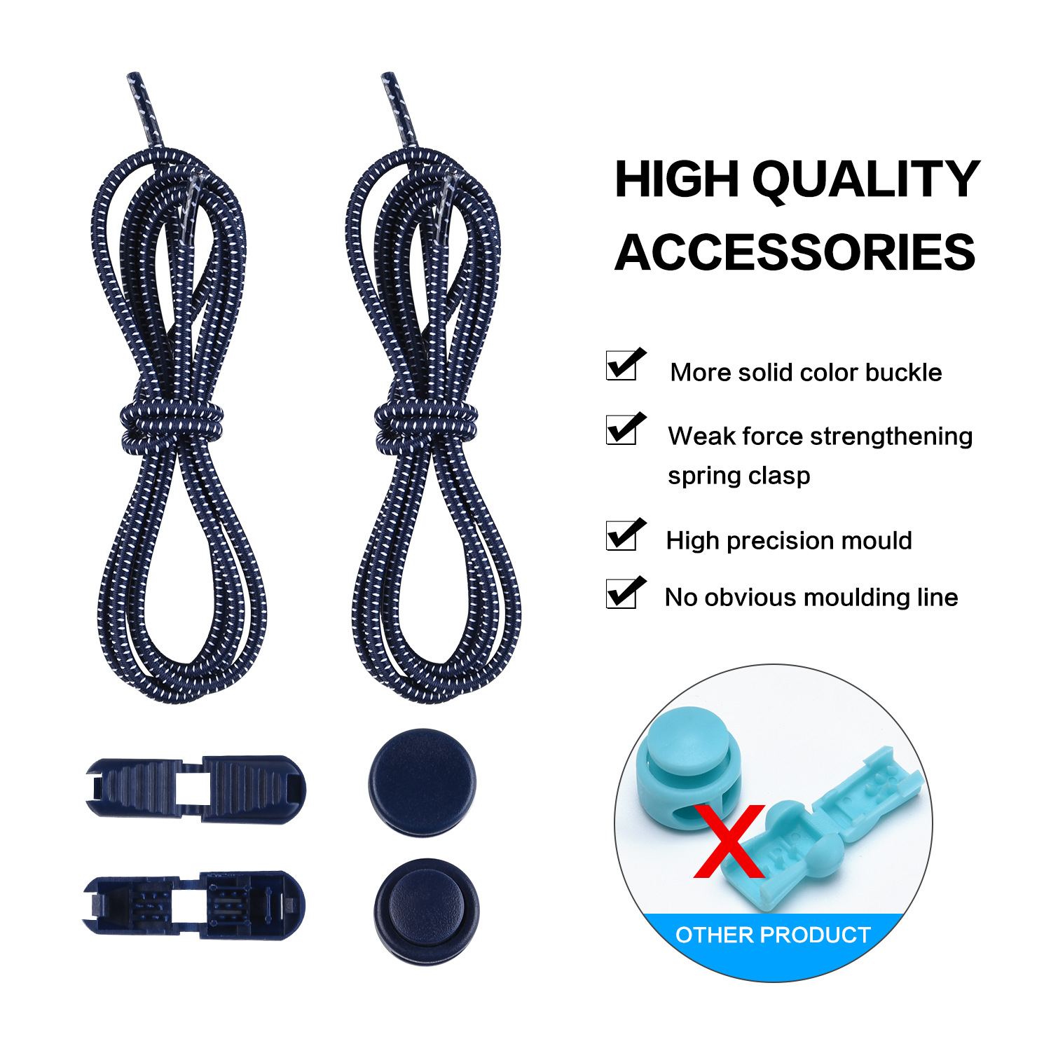Factory Direct Sales Shoelace for Lazy People Children's Safety Free Shoelace Buckle White Dots Elastic String Athletic Shoe Laces