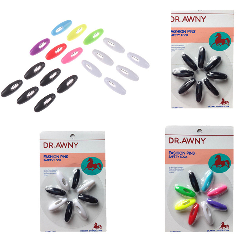 Safety Pin Plastic Scarf Buckle 8 6 Cards Color Multi-Color Safety Pin