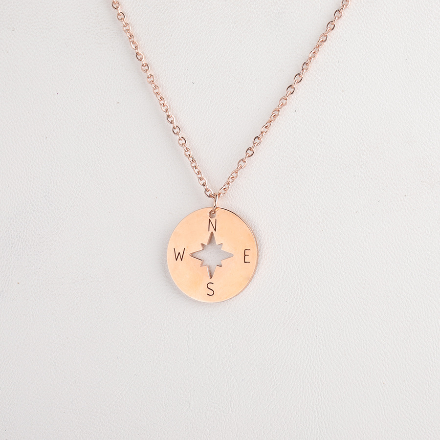 Compass Necklace Mirror Stainless Steel round Hollow Compass Compass Pendant Hip Hop Style Handmade Ornament Compass Necklace Mirror Stainless Steel round Hollow Compass Compass Pendant Hip Hop Style Handmade Ornament