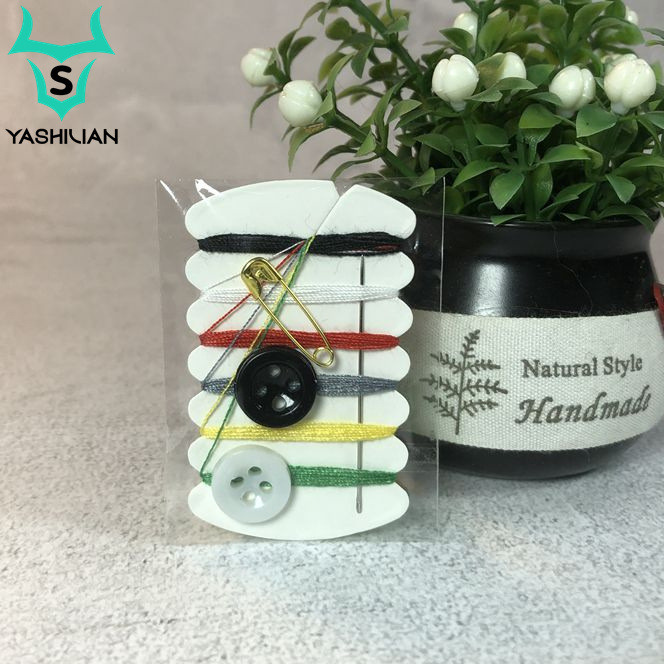 Factory Hotel Disposable Sewing Kit Portable Mini Sewing Kit 6 Color Thread 2 Buckle 1 Pin 1 Safety Pin