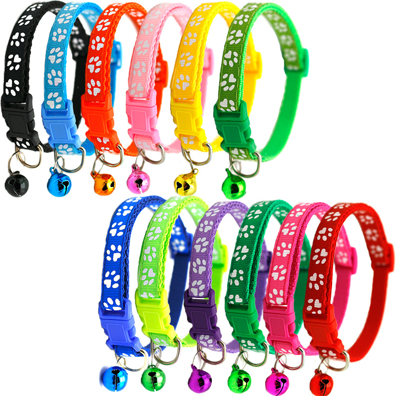 Pet Patch Bell Collar Dog Cat Single Footprint Safety Buckle Collar Cat Buckle Collar Retractable Dog Chain