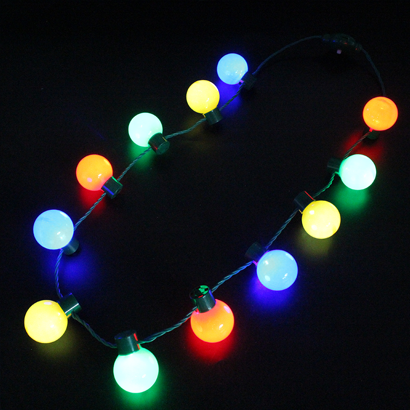 ZD Factory Direct Sales LED Light Bulb Necklace Safety Buckle Light Cable Halloween Christmas Foreign Trade Popular Style