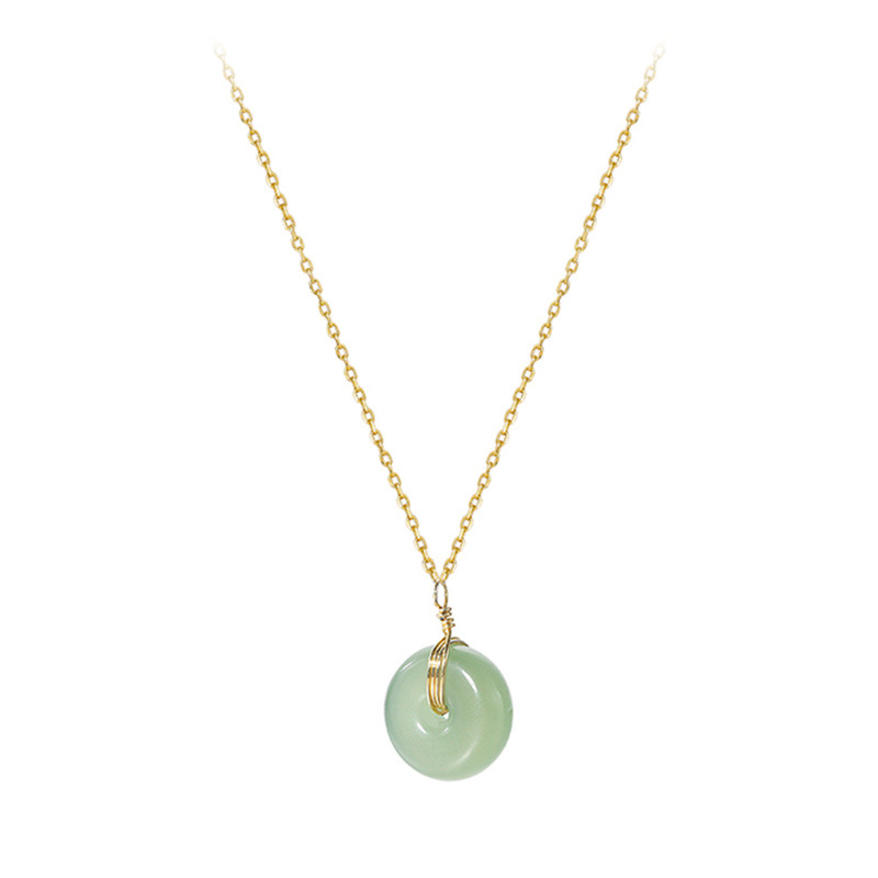 S925 Sterling Silver Natural Hetian Jade Necklace Female Safety Buckle Pendant Pendant Boys and Girls Jade Pendant Clavicle Chain Jewelry