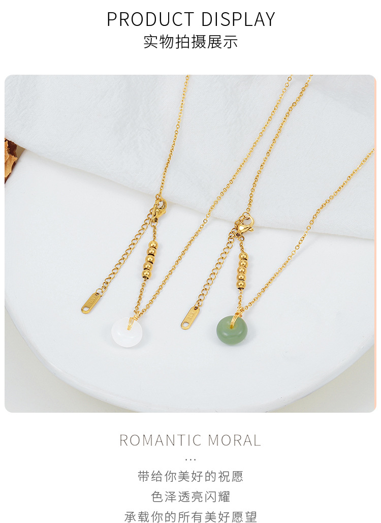 Badu Hetian Jade Beads Necklace Female Safety Buckle Pendant Clavicle Chain Jade Niche Design Ins Cold Wind Gift Badu Hetian Jade Beads Necklace Female Safety Buckle Pendant Clavicle Chain Jade Niche Design Ins Cold Wind Gift