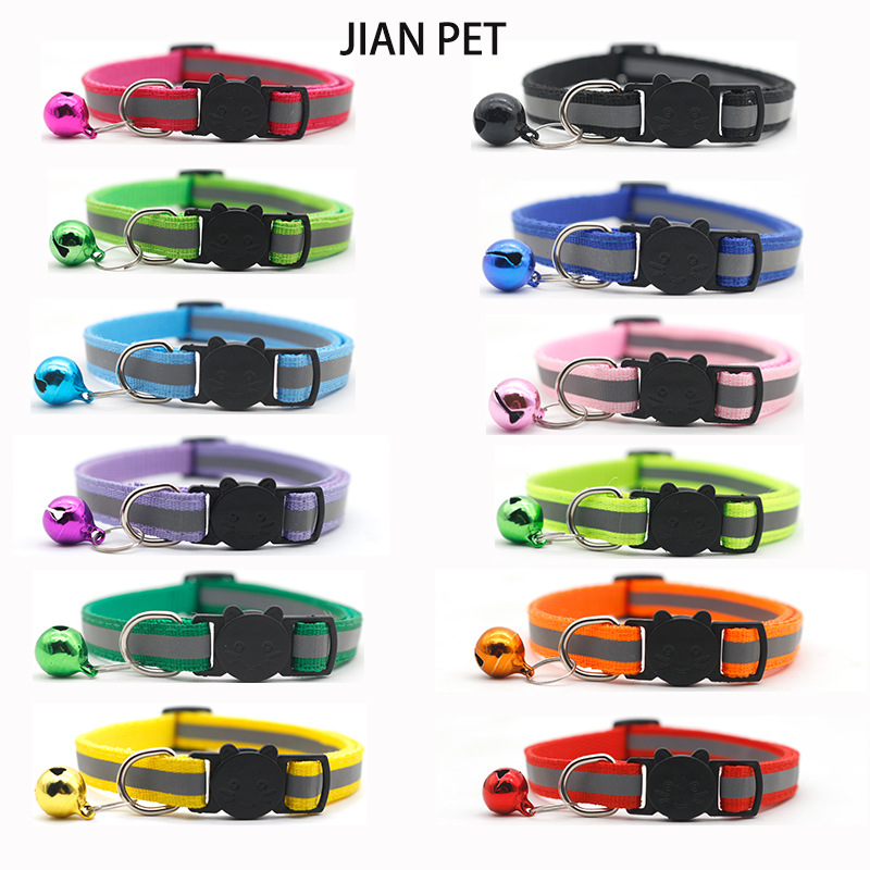 2021 Pet Reflective Bell Collar Dog Cat Collar Safety Buckle Separated Cat Collar Cross-Border Preferred