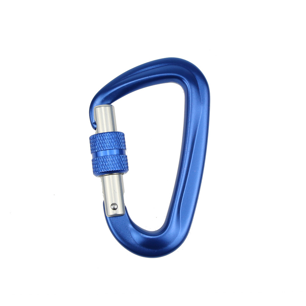 Explosion 7075 Aviation Aluminum Climbing Button Carabiner Aluminum Alloy Rock Climbing Hanger Hammock Safety Buckle D Type with Lock Climbing Button Carabiner