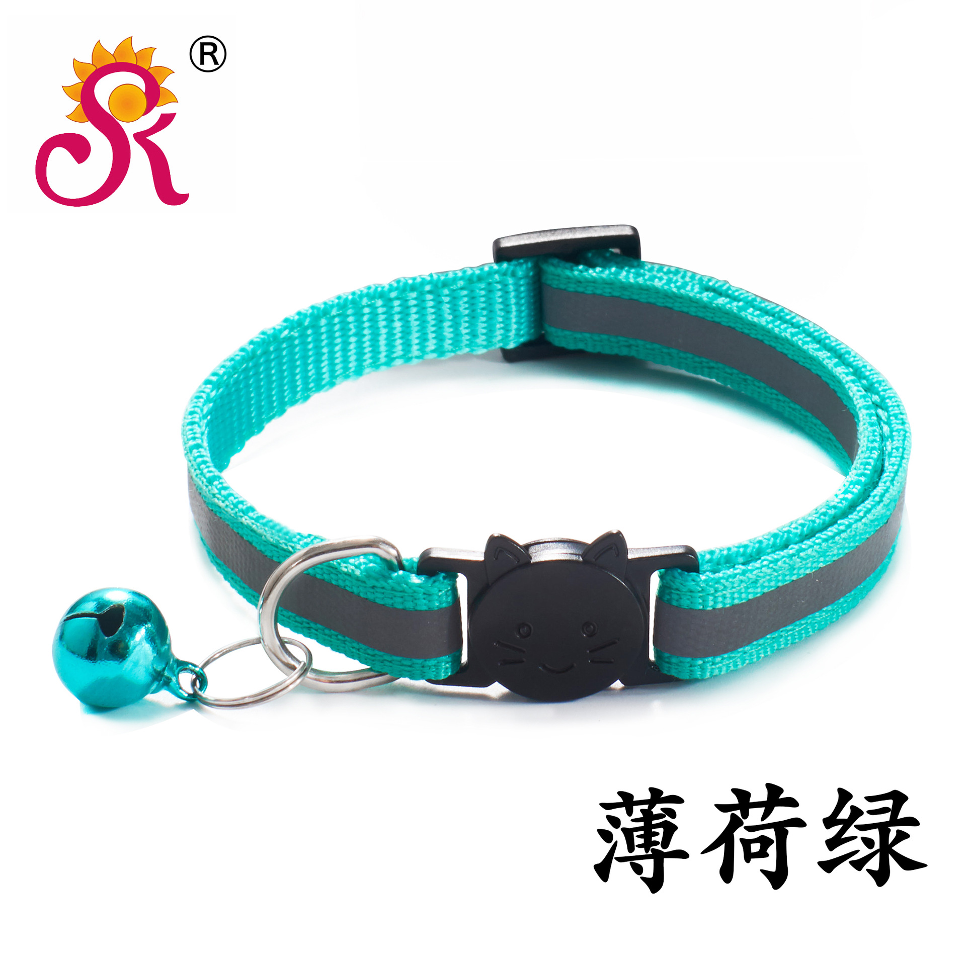 1.0 Reflective Black Cat Head Safety Buckle Collar Cat Collar Pet Cat Bell Collar Dog Collar Currently Available Factory