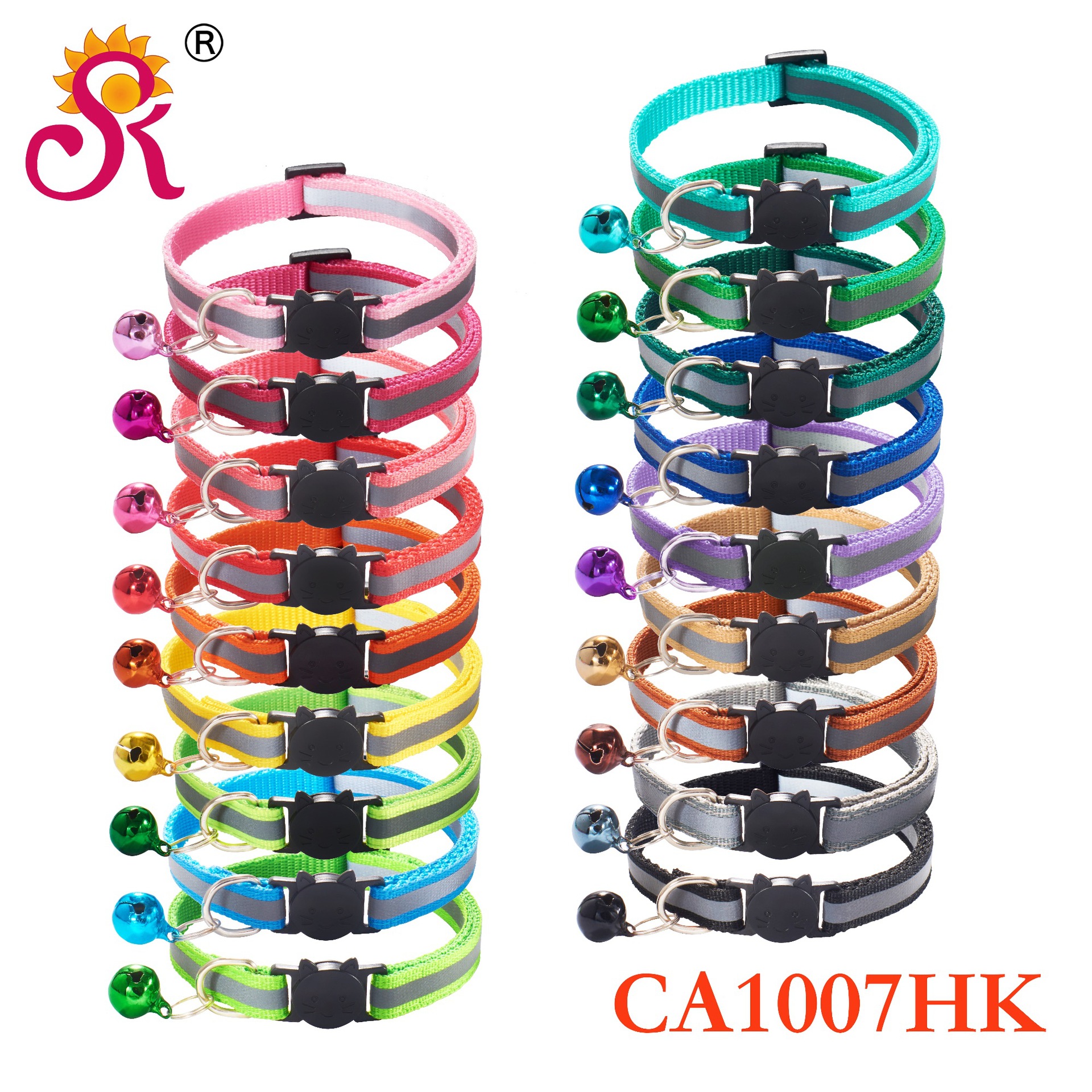 1.0 Reflective Black Cat Head Safety Buckle Collar Cat Collar Pet Cat Bell Collar Dog Collar Currently Available Factory