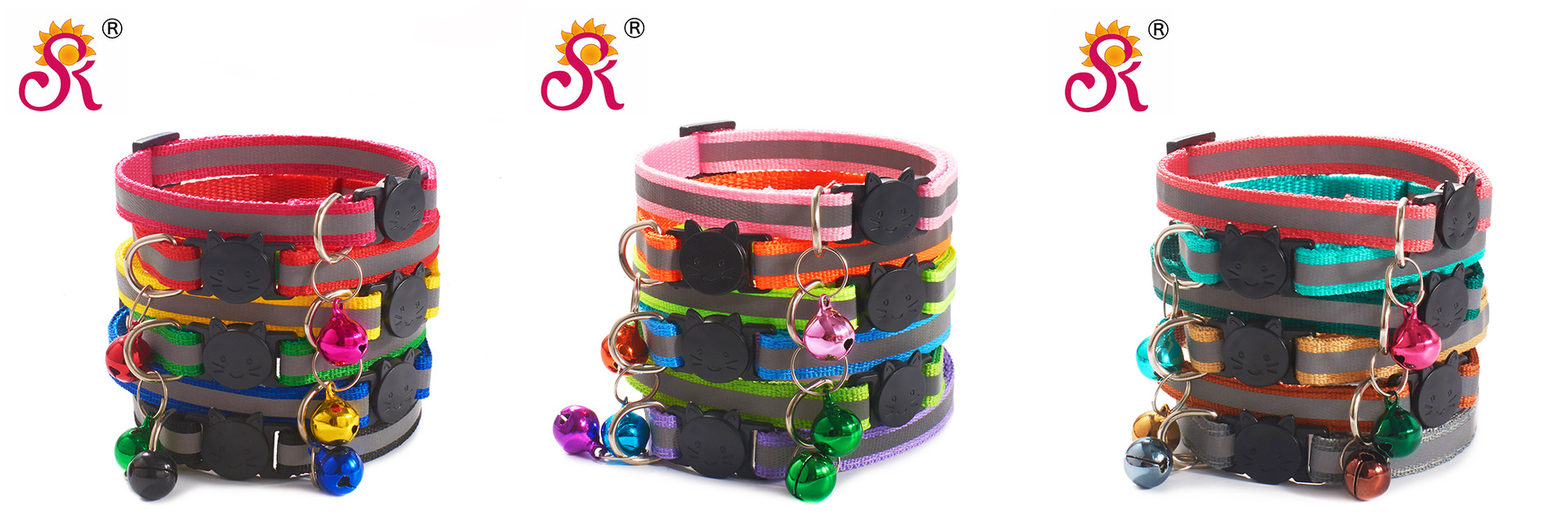 1.0 Reflective Black Cat Head Safety Buckle Collar Cat Collar Pet Cat Bell Collar Dog Collar Currently Available Factory