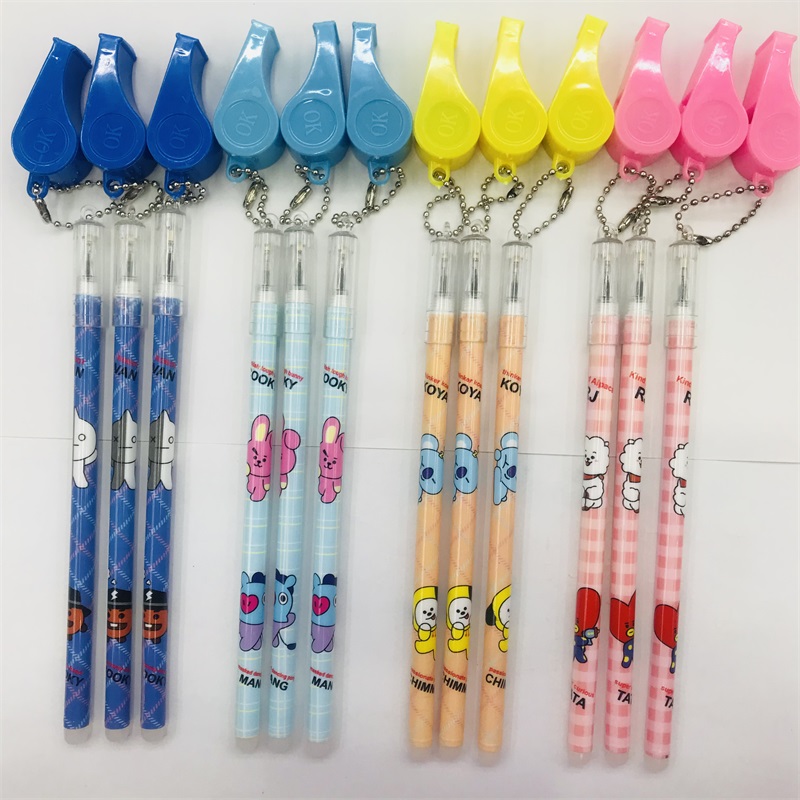 Creative Cartoon Pen Whistle Pendant Rub Easy to Wipe Primary and Secondary School Students Black Gel Pen Prize Gift Stationery Wholesale